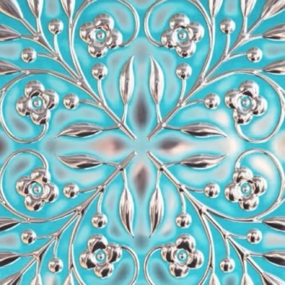 NIB 10-Pack Peel & Stick Tiles 8×8 Turquoise/Silver Backsplash Furniture Art - Picture 10 of 14